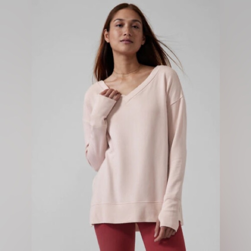 Athleta Pink V Neck Sweater